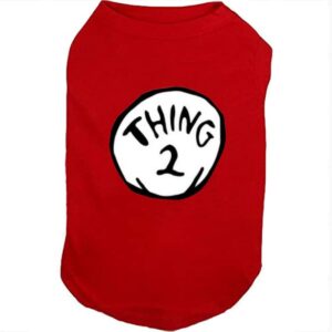 Dog Shirts for Pet Clothes Soft Breathable Puppy Shirts Pop Culture Thing 1 to Thing 9 Printed Pet T-Shirt (RED-2, Small)