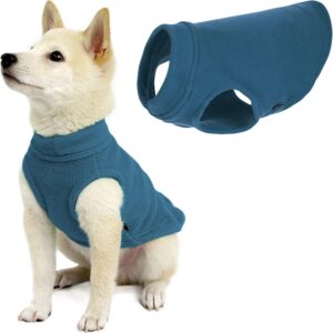 Gooby – Stretch Fleece Vest, Pullover Fleece Vest Jacket Sweater for Dogs, Steel Blue, Medium