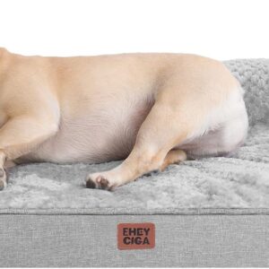 EHEYCIGA Orthopedic Dog Bed Medium Size Dogs, Memory Foam Dog Bed with Washable Removable Cover, Waterproof Pet Sofa Couch for Crate with Nonskid Bottom, 30x20x6, Grey