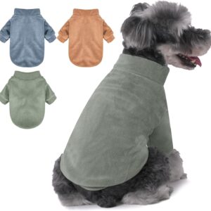 Dog Sweater, 3 Pack Dog Sweaters for Small Dogs Girl Boy, Ultra Soft Warm Puppy Clothes Dog Coat for Winter (Lt Blue+Olive+Brown, Small)