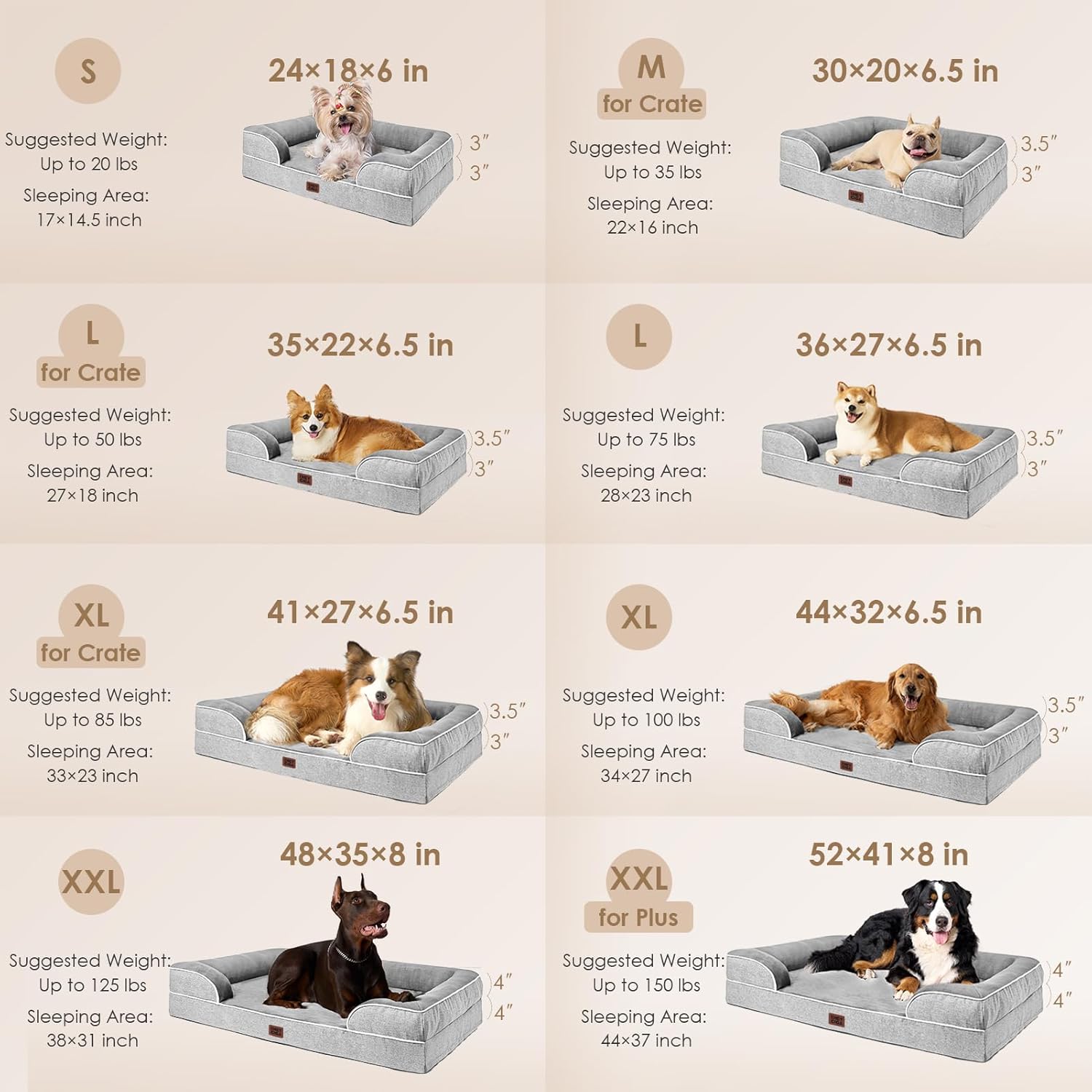 EHEYCIGA Orthopedic Dog Beds for Extra Large Dogs 44x32Inch, Waterproof Memory Foam XL Pet Bed with Sides, Non-Slip and Egg-Crate Foam Big Dog Couch Bed with Washable Removable Cover, Grey - Image 2