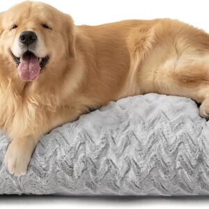 EHEYCIGA Washable Large Dog Bed for Crate 35×23 Inch, Reversible Kennel Pad for Dogs Weight Up to 45 lbs, Plush and Comfy Pet Sleeping Mat, Grey