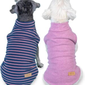 KYEESE 2Pack Dog Sweater Soft Dogs Clothes Warm Pets Clothes Turtleneck Pets Coats Dog Sweaters for Small Dogs Girl Pullover Small Pet Sweaters Stretchy Pet Sweatshirt