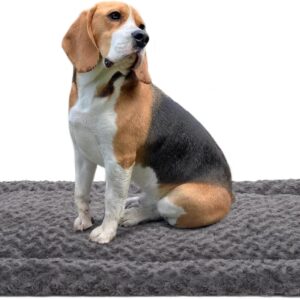 Washable Dog Bed Mat Ultra Soft Dog Crate Pad Comfy Fluffy Pet Kennel Beds Sleeping Mattress for Large Jumbo Medium Small Dogs, 35 x 22 Inch, Gray