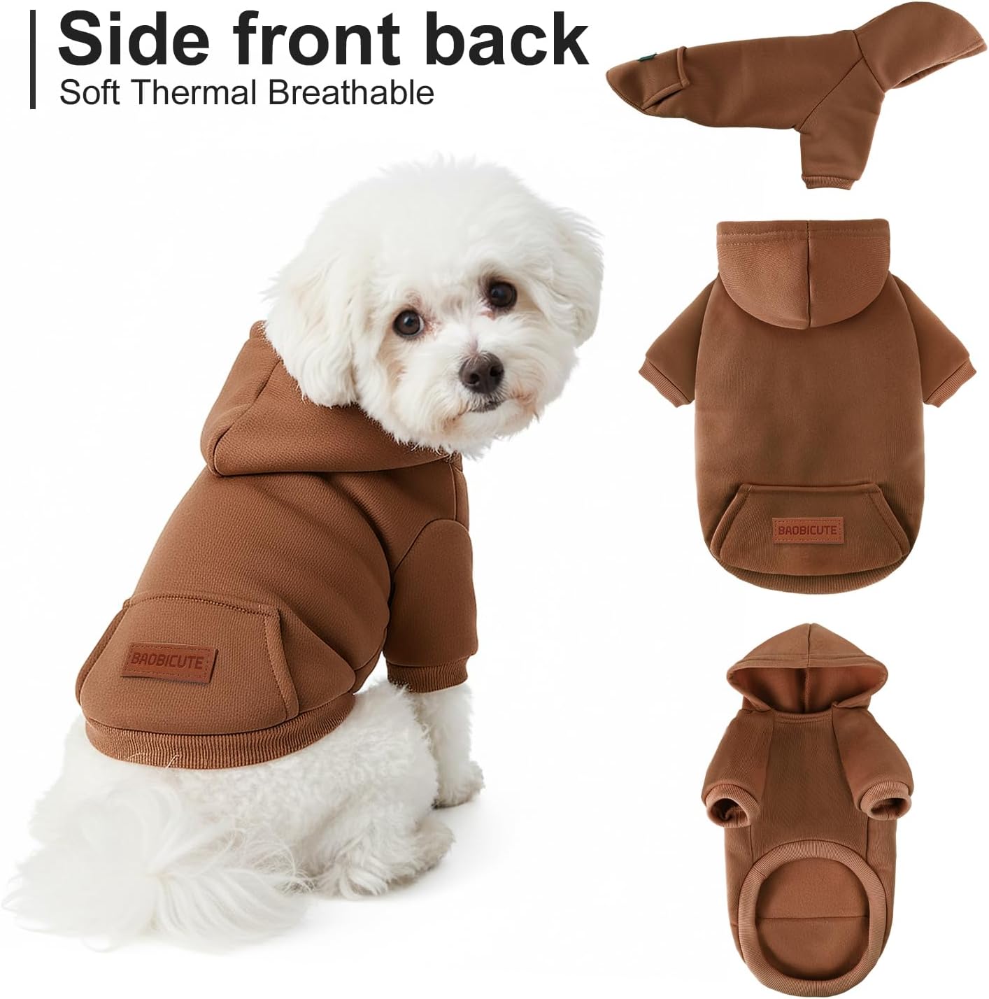 2 Pack Dog Hoodie Warm Hood Dog Sweater Cold Weather Small Dogs Sweatshirt Comfort Pet Clothes for Small Medium Dogs with Pockets Cats Chihuahua Clothes for Male Female Girl Boy Sporty Daily Wear - Image 4