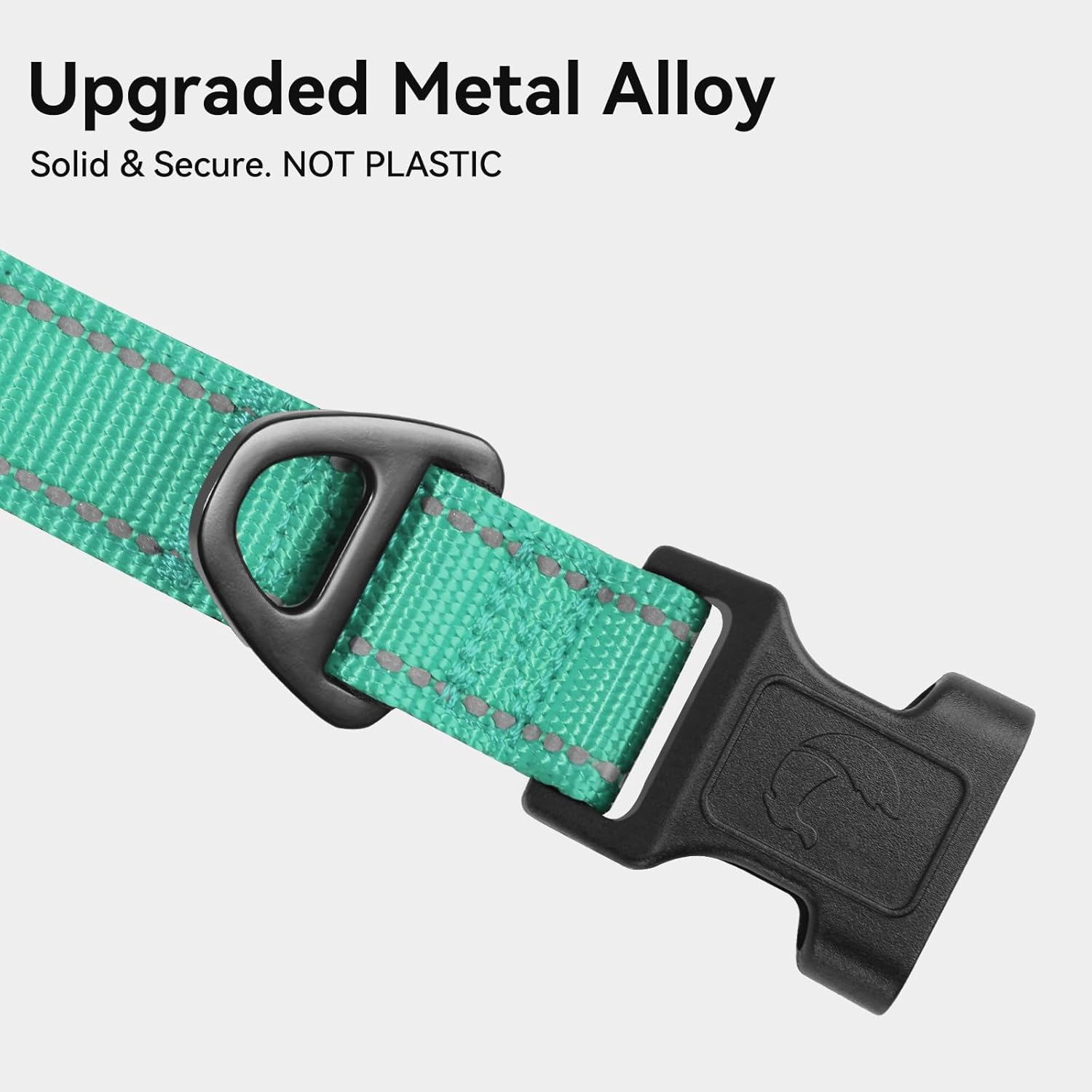 Joytale Reflective Dog Collar, Soft Neoprene Padded, Metal D-Ring, Nylon Pet Collar Adjustable for Large Dogs, Teal, L - Image 3