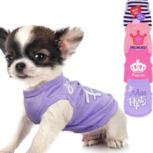4 Pieces Dog Clothes for Small Dogs Girl Soft Puppy Shirt Cute Chihuahua Teacup Dog Clothes Female Dog Shirts Breathable Pet Clothing Pink Girl Doggie Clothes (XX-Small)