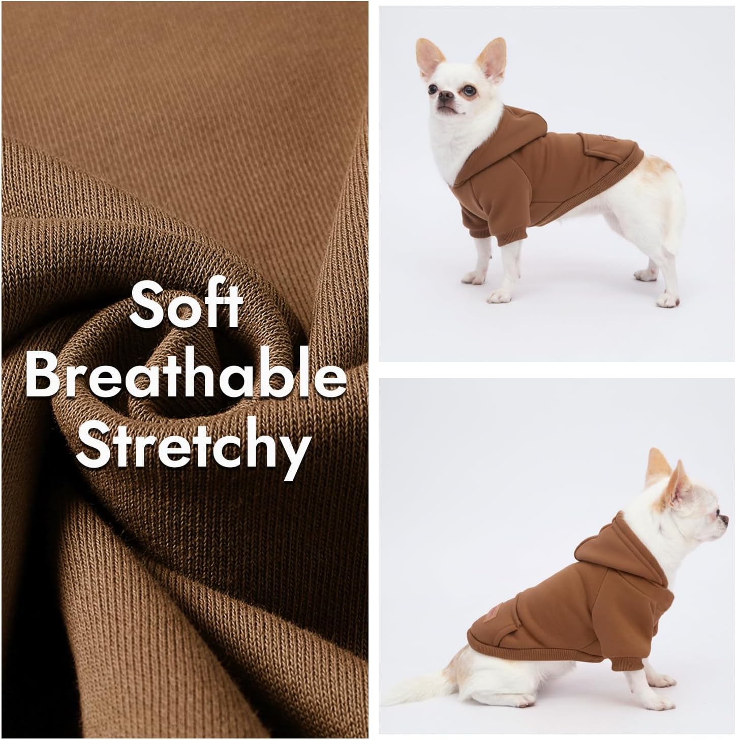 2 Pack Dog Hoodie Warm Hood Dog Sweater Cold Weather Small Dogs Sweatshirt Comfort Pet Clothes for Small Medium Dogs with Pockets Cats Chihuahua Clothes for Male Female Girl Boy Sporty Daily Wear - Image 5