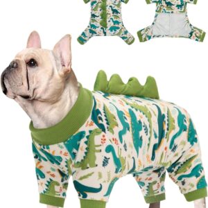 CuteBone Dinosaur Costume Dog Pajamas, Stretchy Spandex Crystal Velvet Sleepwear Coat for Small Dogs, Soft & Warm Pet Outfit Clothes for Cold Weather, Cozy Pullover Design COSP05S