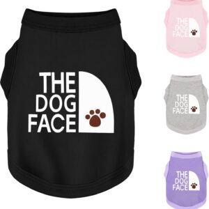 Personality Canine Attire: Soft, Lightweight Cotton Dog Clothes with ‘The Dog Face’ Print. Small and Medium Breeds, Perfect for Everyday Wear, Comfortable and Breathable Dog Shirt Black S