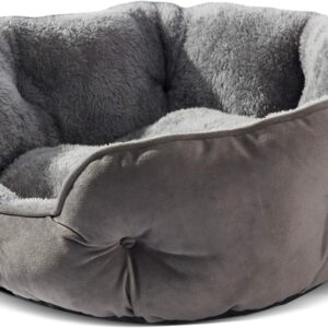Asvin Small Dog Bed for Small Dogs, Cat Beds for Indoor Cats, Pet Bed for Puppy and Kitty, Extra Soft & Machine Washable with Anti-Slip & Water-Resistant Oxford Bottom, Grey