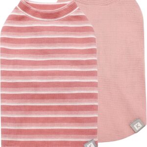 KYEESE 2Pack Waffle Dog Shirts, Lightweight Sleeveless Dog T Shirts for Small Dogs Girl, Breathable Pet Vest Comfort Tank Top Soft Dogs Clothes for Daily Wear, Pink+Striped, M