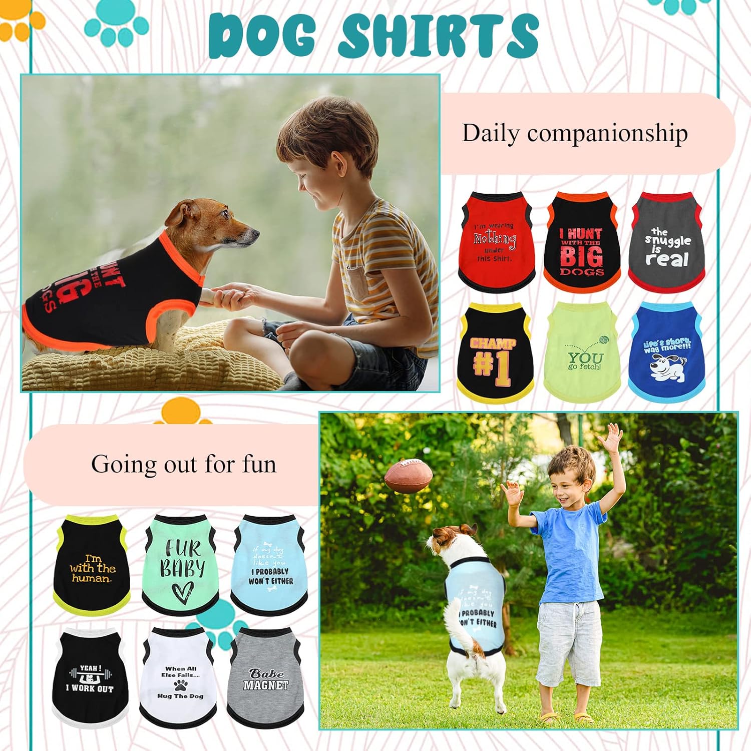 12 Pieces Dog Shirts Pet Printed Clothes with Funny Letters Summer Pet T Shirts Cool Puppy Vest Breathable Dog Outfit Soft Cat Sweatshirt for Chihuahuas Cats Accessories, 12 Styles(Medium) - Image 3