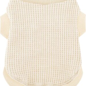 Cozy and Functional Dog Shirts for Small Puppies: Stretchable Beige Attire with Easy-On Design, Ideal for Chihuahuas and Yorkies – Enhance Comfort and Playfulness on Chill Days Small