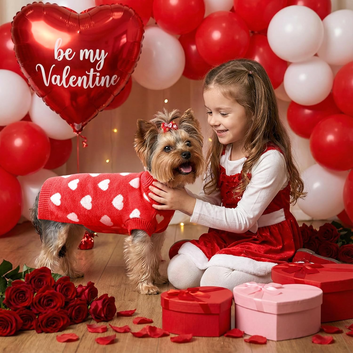 Valentines Dog Sweater Heart Dog Valentines Outfit Soft Warm Knitted Pet Clothes Cold Weather Puppy Clothes for Small Medium Dogs Cats - Image 6