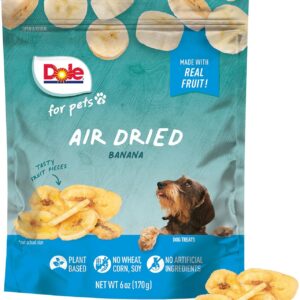 Dole for Pets Air Dried Banana Dog Treats, Single Ingredient Dog Treats Made with Real Banana, No Wheat, Corn, Soy, Artificial Flavors, Colors, or Preservatives, Air Dried Banana Chips, 6 Oz