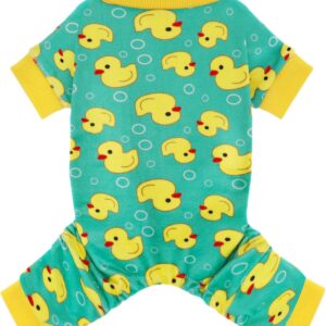 Paiaite Dog Pajamas Onesie: Comfortable Four-Legged Apparel for Small, Medium, & Large Dogs, Polyester Material for Comfort, Wrinkle Resistance, Moisture Wicking, and Stretchiness Yellow Duck S