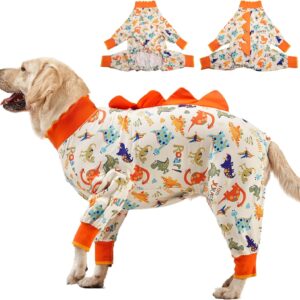 LovinPet Dog Pajamas Large Sized Dog, Recovery Wear, Lightweight Jurassic Knit, UV for Large Dogs/XL