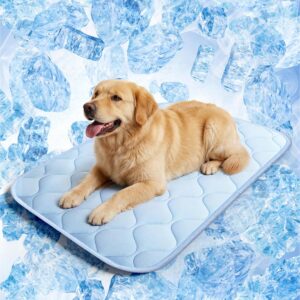 Dog Cooling Mat for Large Dogs, Long-Lasting Cool Pad for Dogs Outdoor & Indoor Use with Ice Silk Fabric & Waterproof Cover, Summer Cooling Pet Bed 36″ x 26″, Non-Slip Washable Pet Blanket
