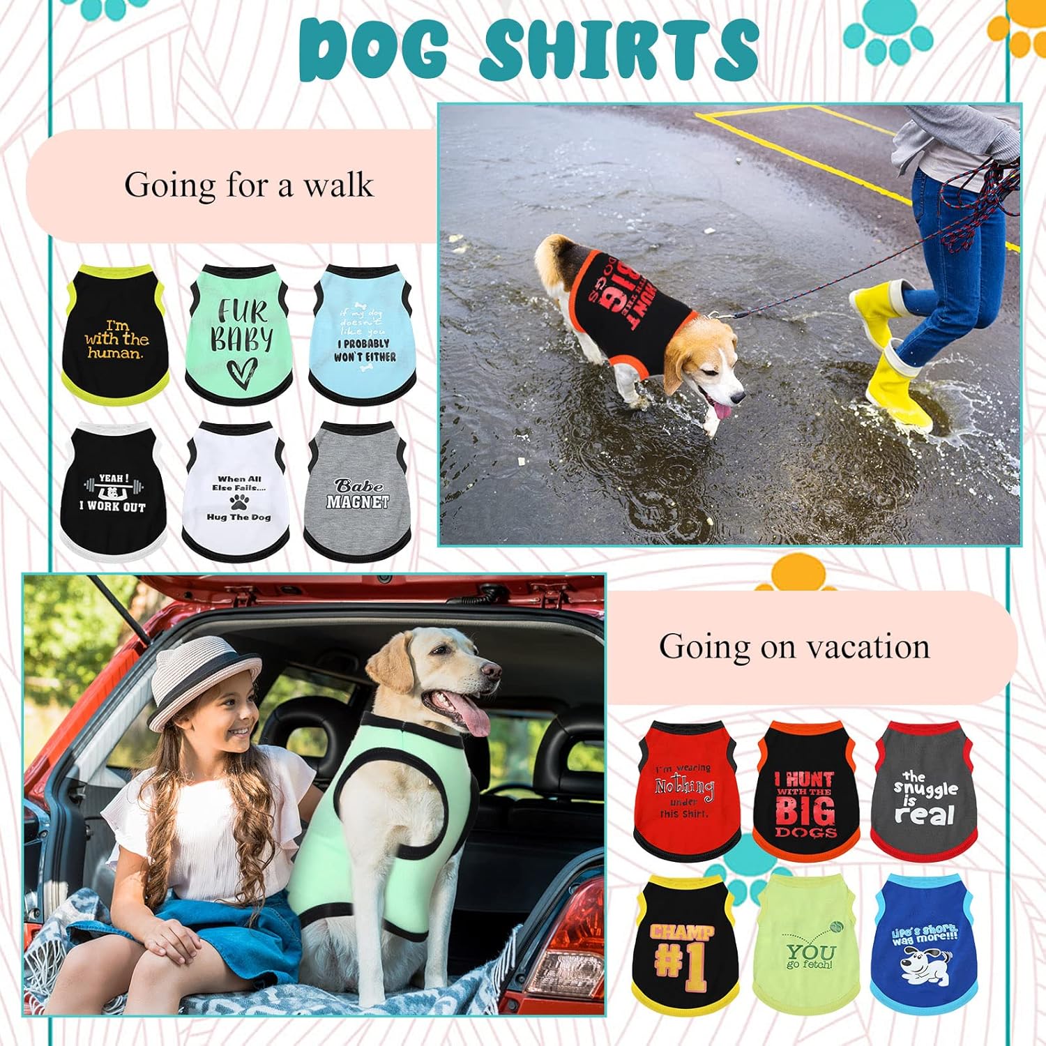 12 Pieces Dog Shirts Pet Printed Clothes with Funny Letters Summer Pet T Shirts Cool Puppy Vest Breathable Dog Outfit Soft Cat Sweatshirt for Chihuahuas Cats Accessories, 12 Styles(Medium) - Image 4