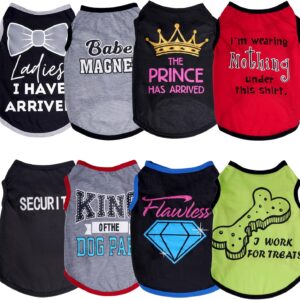 hoyuwak 8 Pieces Pet Shirts Funny Dog Printed Clothes Breathable Cool Puppy Sleeveless Vests for Summer