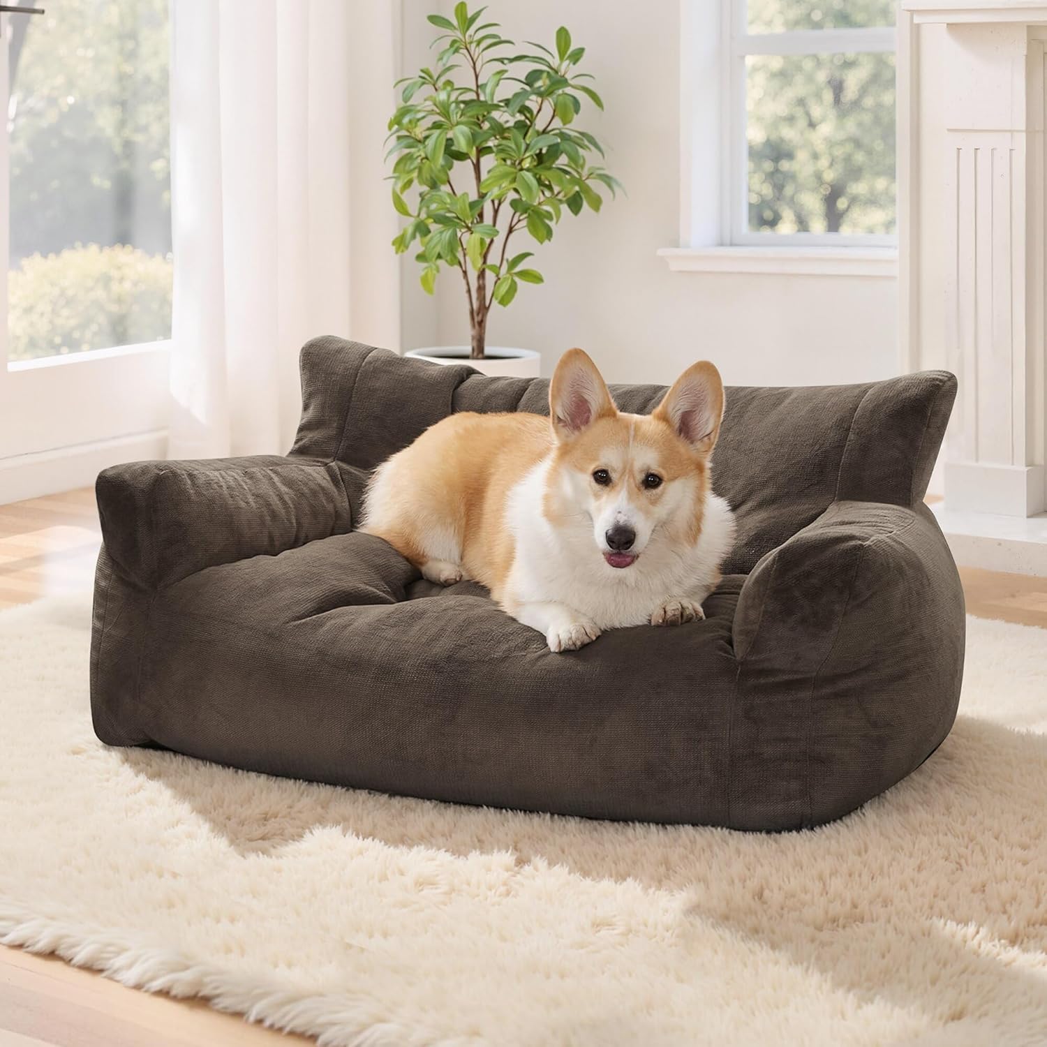 Lovupet Dog Couch for Small Medium Breed, Dog Sofa Bed Full Filled Sponge, No Assembly Need, PS581 (Mocha) - Image 2