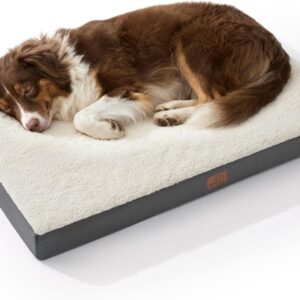 Bedsure Dog Beds Large Sized Dog – Comfy Flat Pet Beds with Removable Washable Cover, Orthopedic Egg Crate Foam Puppy Mat, Suitable for Pet Up to 65 lbs