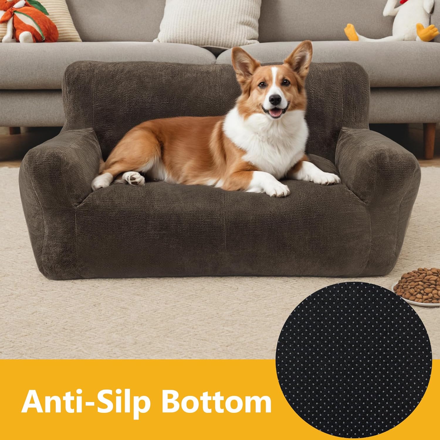 Lovupet Dog Couch for Small Medium Breed, Dog Sofa Bed Full Filled Sponge, No Assembly Need, PS581 (Mocha) - Image 6