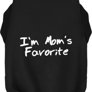 Cozy Sleeveless Canine Wear Dog Clothes, Soft, Lightweight, and Breathable Cotton Dog Shirt with I’m Mom’s Favorite Print.Vest Tank Top Ideal for Small, Medium, and Large Breeds Black M