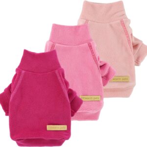 Fitwarm 3 Pack Classic Fleece Dog Sweater, Turtleneck Dog Sweatshirt, Dog Winter Clothes for Small Dogs Girl, Pet Pullover Jumper, Cat Apparel, Pink, Rose, Baby Pink, Medium
