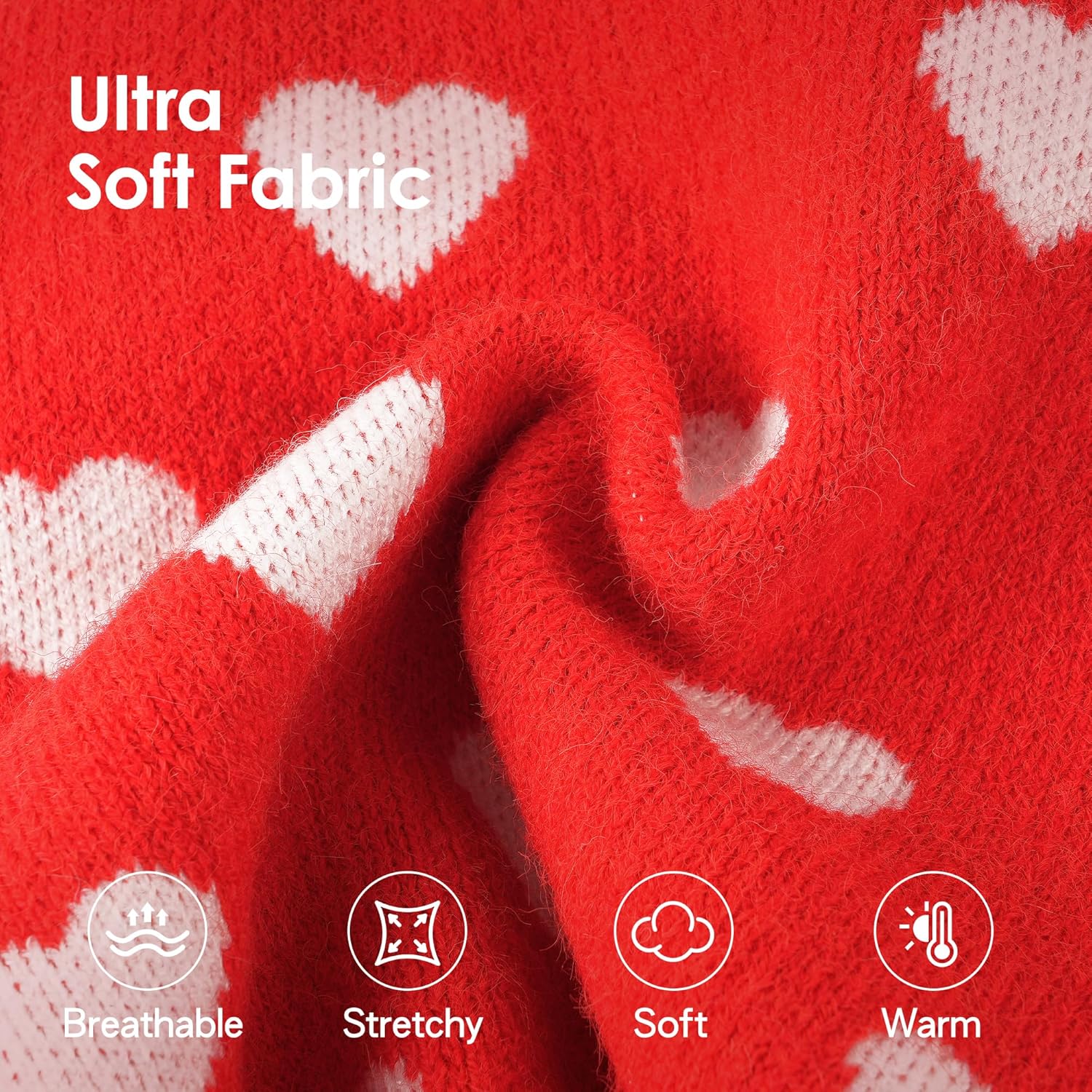 Valentines Dog Sweater Heart Dog Valentines Outfit Soft Warm Knitted Pet Clothes Cold Weather Puppy Clothes for Small Medium Dogs Cats - Image 3