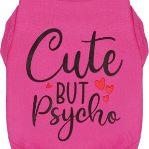 Expressive Cotton Dog Apparel: Soft, Lightweight Puppy Shirt Vest for Small and Medium Dogs, Featuring The Playful ‘Cute but Psycho’ Slogan Print Rose Red Small