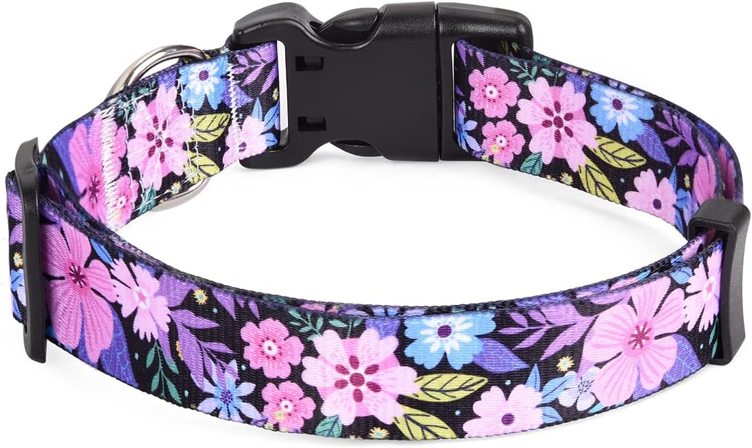 Mihqy Dog Collar with Bohemia Floral Tribal Geometric Patterns - Soft Ethnic Style Collar Adjustable for Small Medium Large Dogs(Floral Pink,M) - Image 2