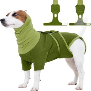 FUAMEY Dog Surgery Suit Female Spay, Anti Licking for Dogs, Turtle Neck Surgical Recovery Suit Male Neuter Suit, Alternative to Cone for Dog, Puppy Onesies for Surgery Recovery Small Dogs (Green, XS)