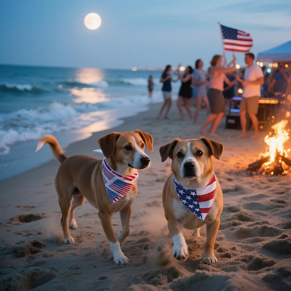 2PCS Dual-Layer Design Patriotic Dog Bandanas Outfit,Large Summer Triangle Reversible Memorial Day Independence Day American Flag 4th of July Scarf for Big Boy and Girl Dogs Red White Blue - Image 6