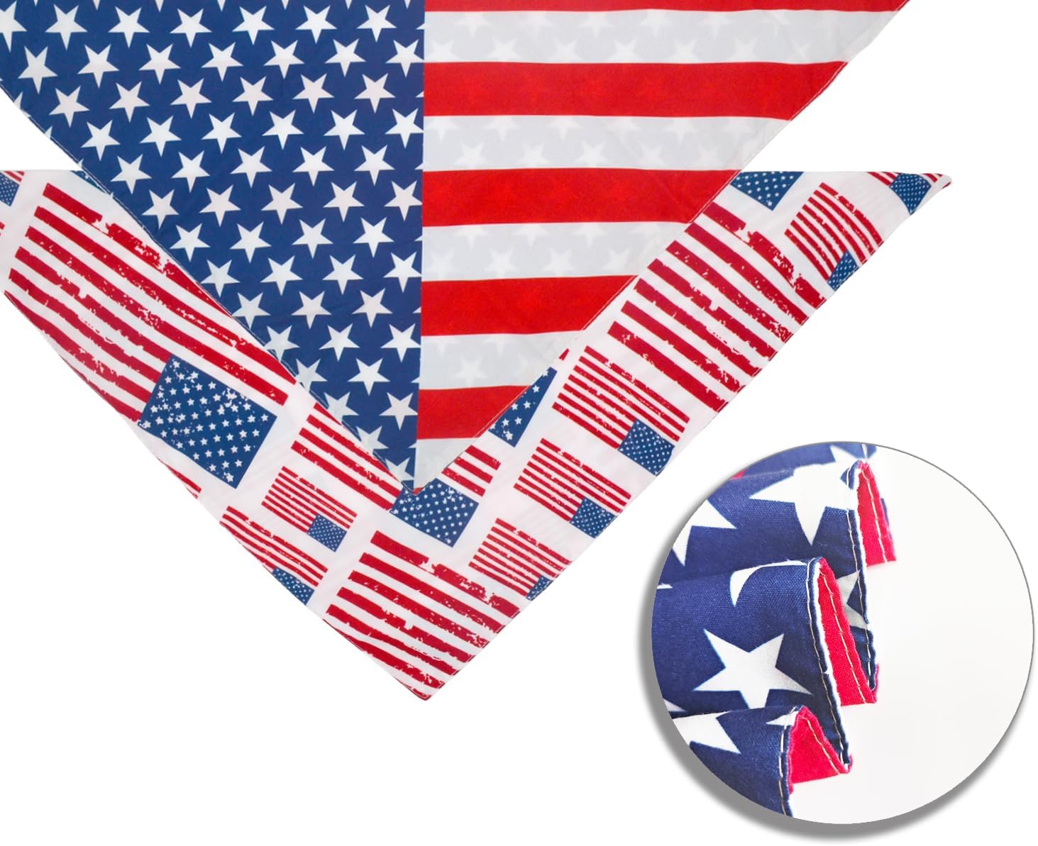 2PCS Dual-Layer Design Patriotic Dog Bandanas Outfit,Large Summer Triangle Reversible Memorial Day Independence Day American Flag 4th of July Scarf for Big Boy and Girl Dogs Red White Blue - Image 3