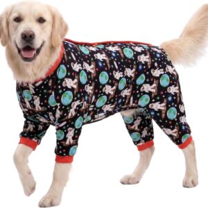LovinPet Pitbull Onesie, Dogs Onesies, Doberman Sun Shield Shirt, Space Astronauts Black Print, Lightweight Pullover, Large Puppy PJ’s, Full Coverage Doberman Pajamas, Large Dog Shirt, XL