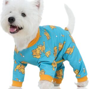FUAMEY Dog Pajamas & Recovery Suit with Back Zipper,4-Leg Full Body Surgical Suit for Dogs,Dog Post-Surgery Wound Protection to Prevent Licking,Dogs Onesie for Shedding Control Extra Small Blue XS