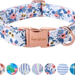 Unique Style Paws Dog Collar With Metal Buckle – Red Rose Flower Gift for Small, Medium, Large Boys Girls Dogs – Durable and Cute