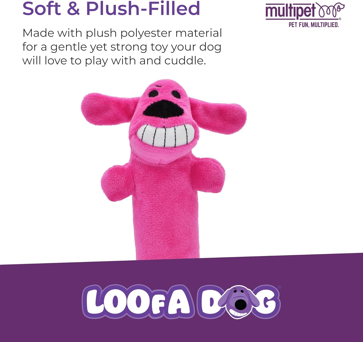 Multipet Original Loofa Dog Plush Toy - Squeaky Toy for All Dogs - Extra Soft Plush - Stuffed Animal Dog Toys for Playing (1 Count, 6”, Random Color Surprise) - Image 2