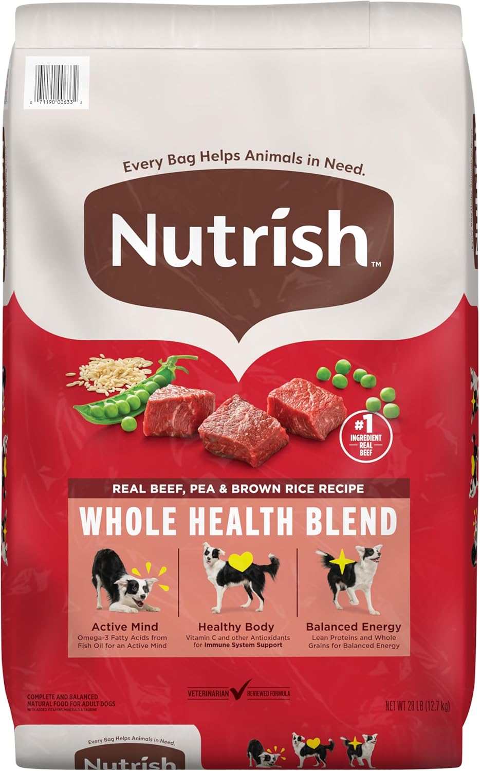 Nutrish Real Beef, Pea & Brown Rice Recipe Whole Health Blend Dry Dog Food, 28 lb. Bag, Packaging May Vary (Rachael Ray)