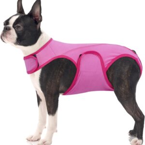 FUAMEY Dog Surgery Suit Female Spay,Dog Recovery Suit Male,Dog Bodysuits After Surgery,Soft Dog Shirts for Post Surgery,Dog Onesie Anti Licking Abdominal Wounds,Dog Clothes for Period Wrap Pink S
