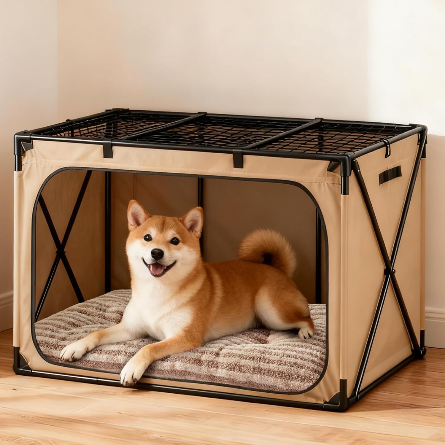 FURTIME Washable Dog Bed Large Sized Dogs, Deluxe Dog Crate Beds Comfy Fluffy Kennel Pad Anti-Slip Pet Sleeping Mat, Machine Washable Dogs Pillow, 35"x23"x3.5", Brown - Image 4