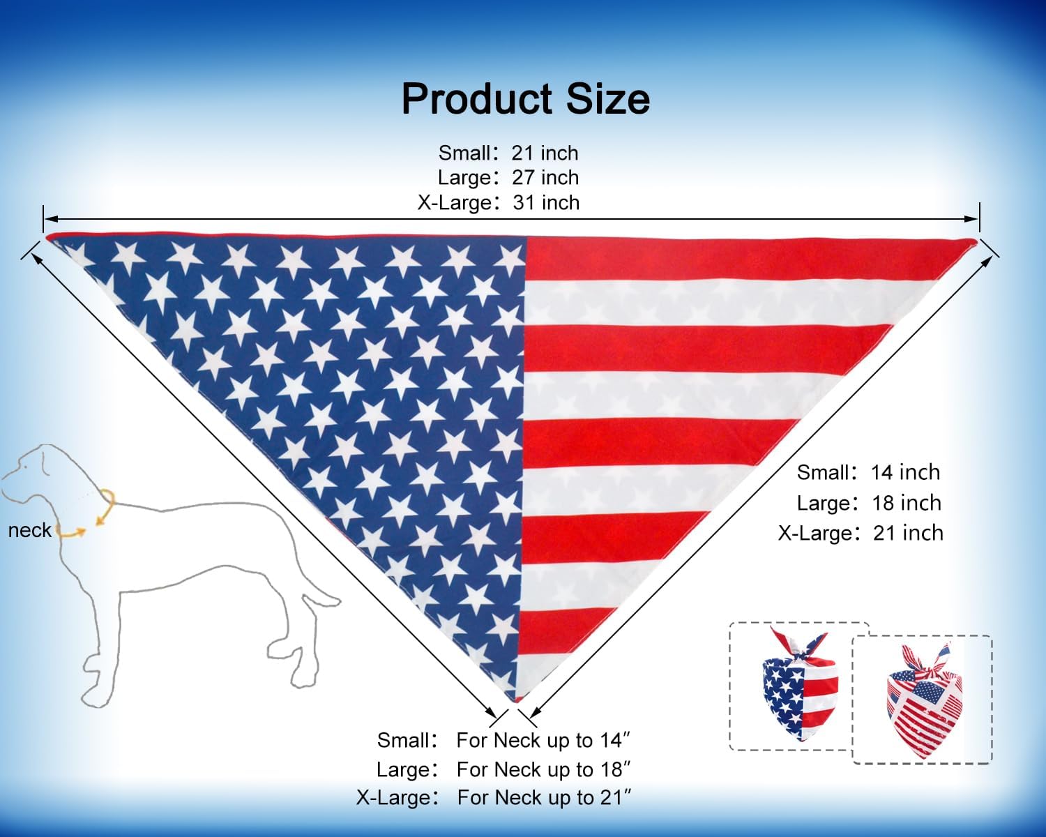2PCS Dual-Layer Design Patriotic Dog Bandanas Outfit,Large Summer Triangle Reversible Memorial Day Independence Day American Flag 4th of July Scarf for Big Boy and Girl Dogs Red White Blue - Image 2