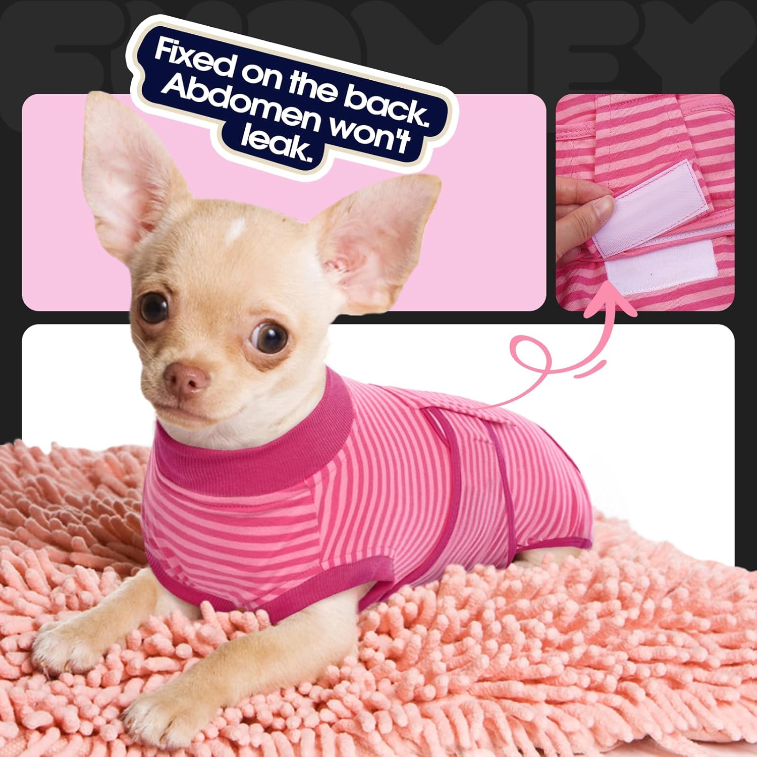 FUAMEY Recovery Suit for Dogs After Surgery,Soft Breathable Dog Bodysuit E-Collar & Cone Alternative Surgical Suit,Male Female Dog Neuter Spay Suits Anti Licking Wounds Onesie Rose Stripes S - Image 8