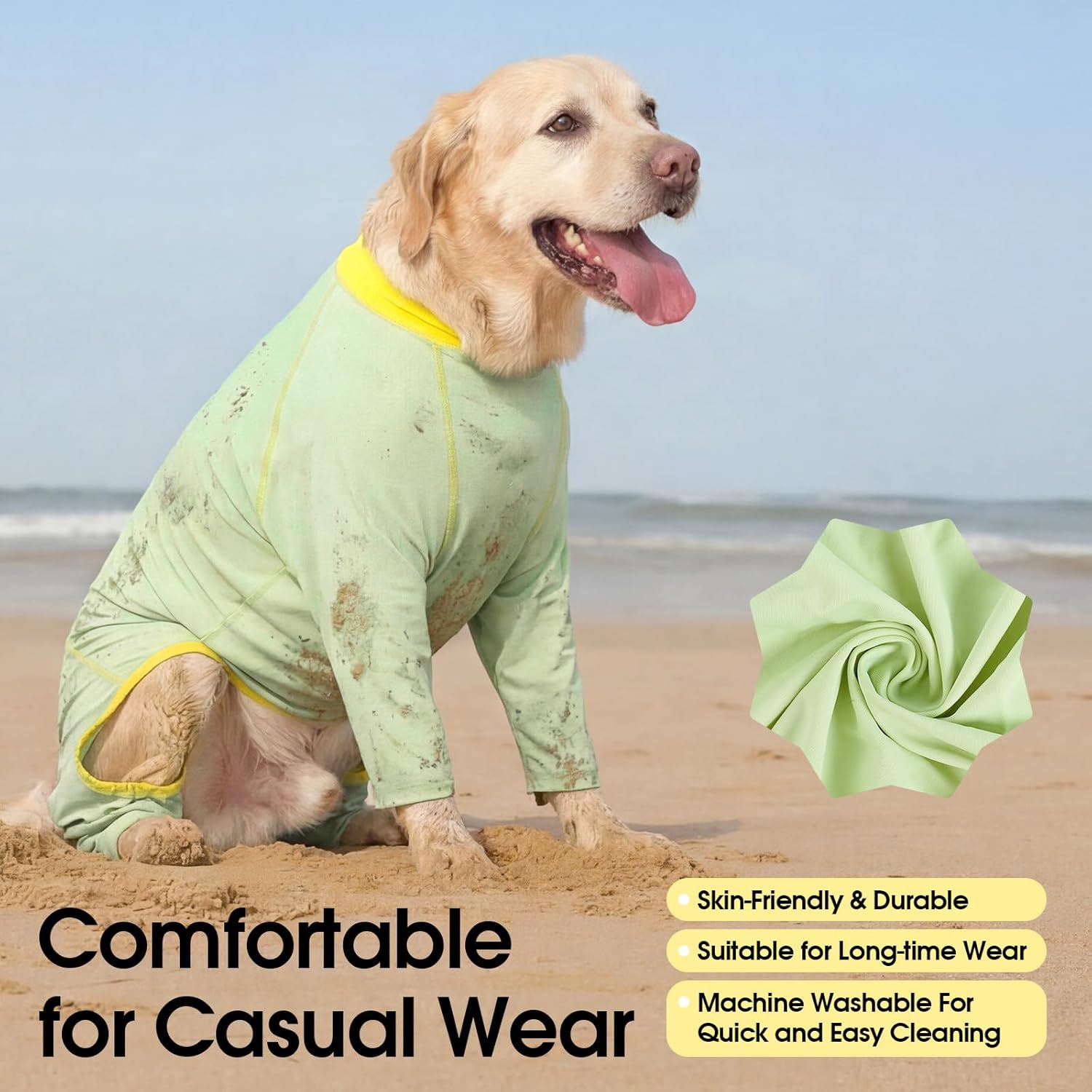 FUAMEY UPF 50+ Dog Sun Protection Full-Body Shirt for Small Dogs, Puppy Cooling Jumpsuit with Quick-Dry Stretchable Fabric, Outdoor Pet Dirt-Resistant Shedding Control Onesie for Summer, Green, XS - Image 5