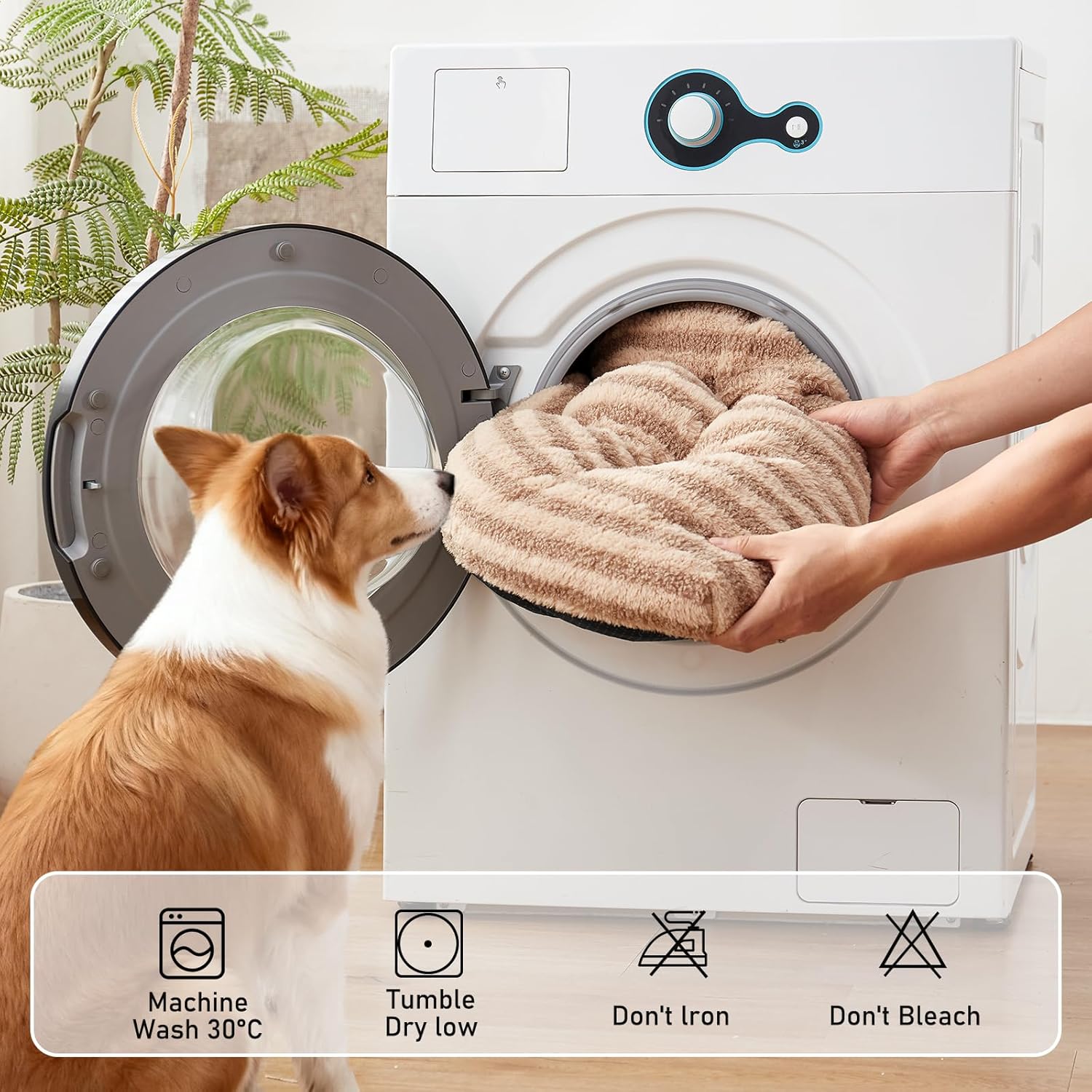 FURTIME Washable Dog Bed Large Sized Dogs, Deluxe Dog Crate Beds Comfy Fluffy Kennel Pad Anti-Slip Pet Sleeping Mat, Machine Washable Dogs Pillow, 35"x23"x3.5", Brown - Image 5