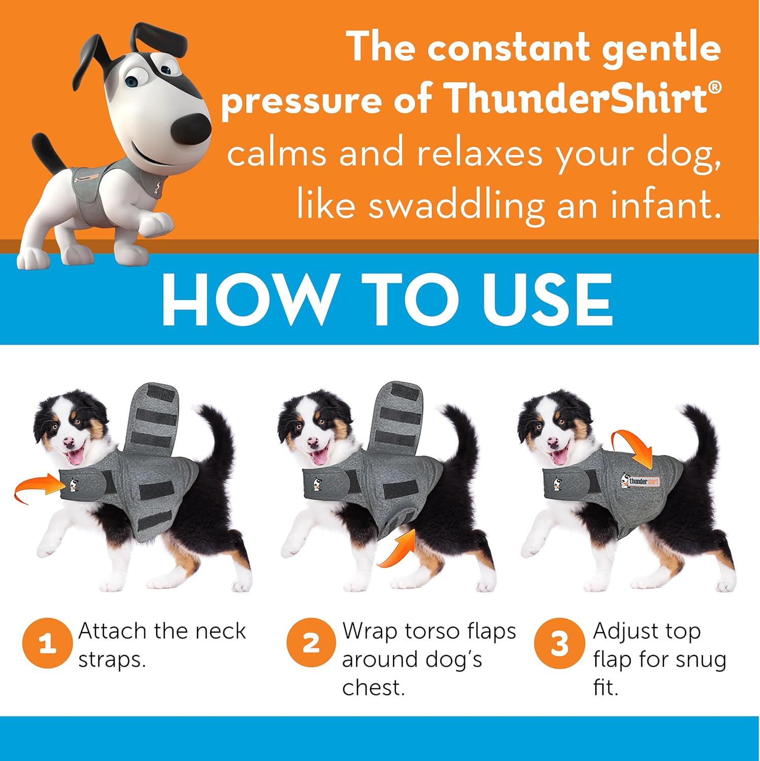 ThunderShirt for Dogs, Medium, Heather Gray Classic - Dog Anxiety Relief Calming Vest - Image 5