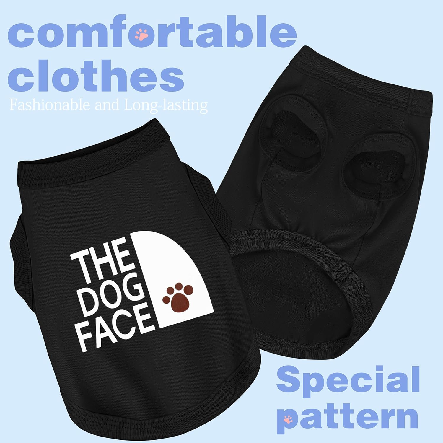 Personality Canine Attire: Soft, Lightweight Cotton Dog Clothes with 'The Dog Face' Print. Small and Medium Breeds, Perfect for Everyday Wear, Comfortable and Breathable Dog Shirt Grey XS - Image 2