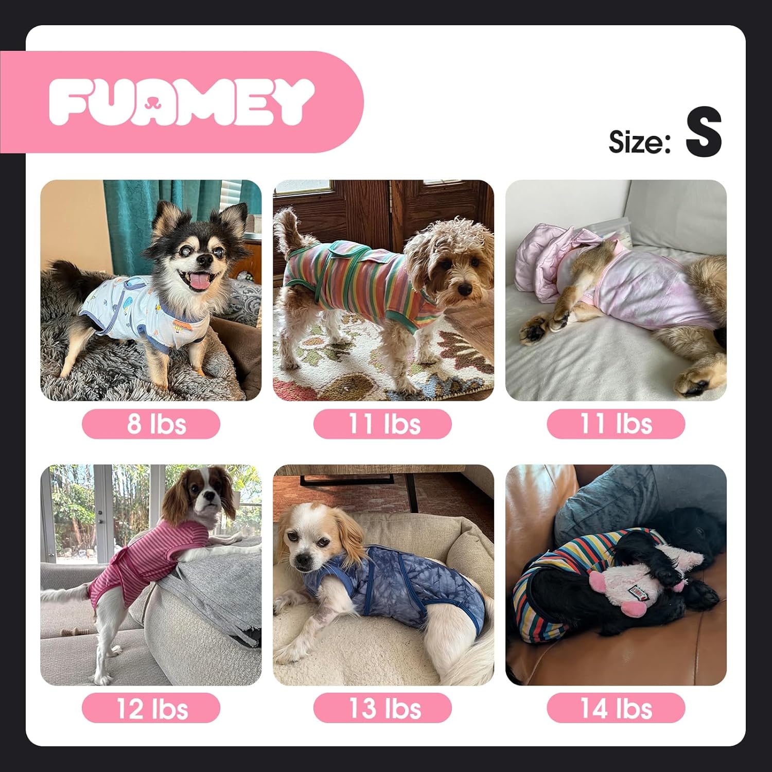 FUAMEY Recovery Suit for Dogs After Surgery,Soft Breathable Dog Bodysuit E-Collar & Cone Alternative Surgical Suit,Male Female Dog Neuter Spay Suits Anti Licking Wounds Onesie Rose Stripes S - Image 7